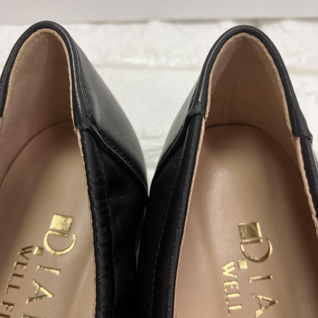 【美品】DIANA ダイアナ　フラットシューズ　23.0㎝2E レザー　ブラック