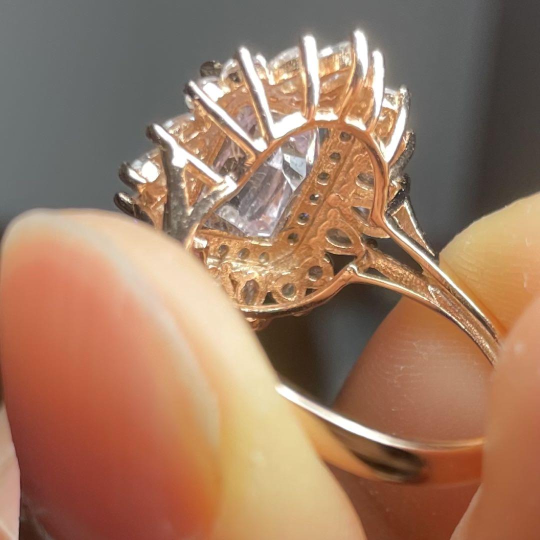 天然石リング 高品質大粒 クンツァイト 指輪 Kunzite SV925刻印