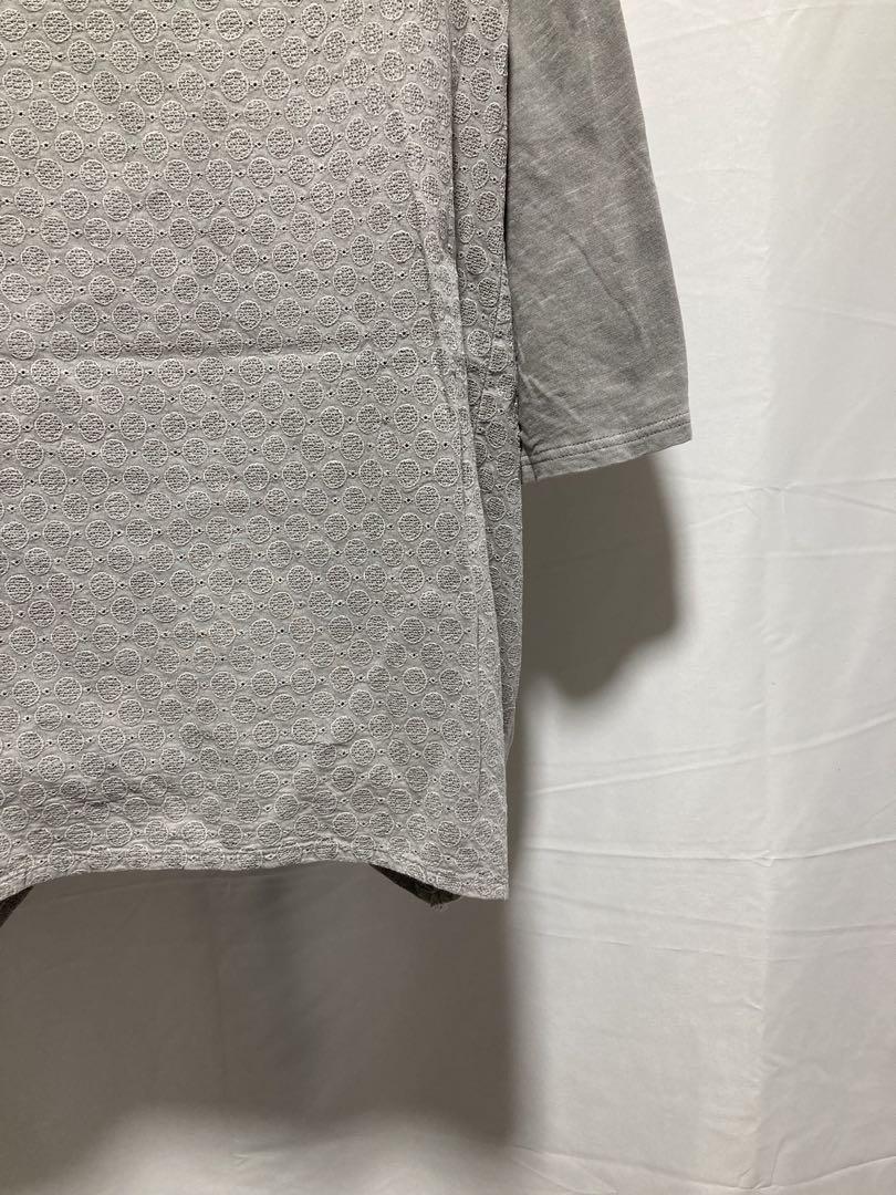 ふわふわセンソユニコ慈雨ジウトップスチュニックカットソー夏グレー刺繍入り