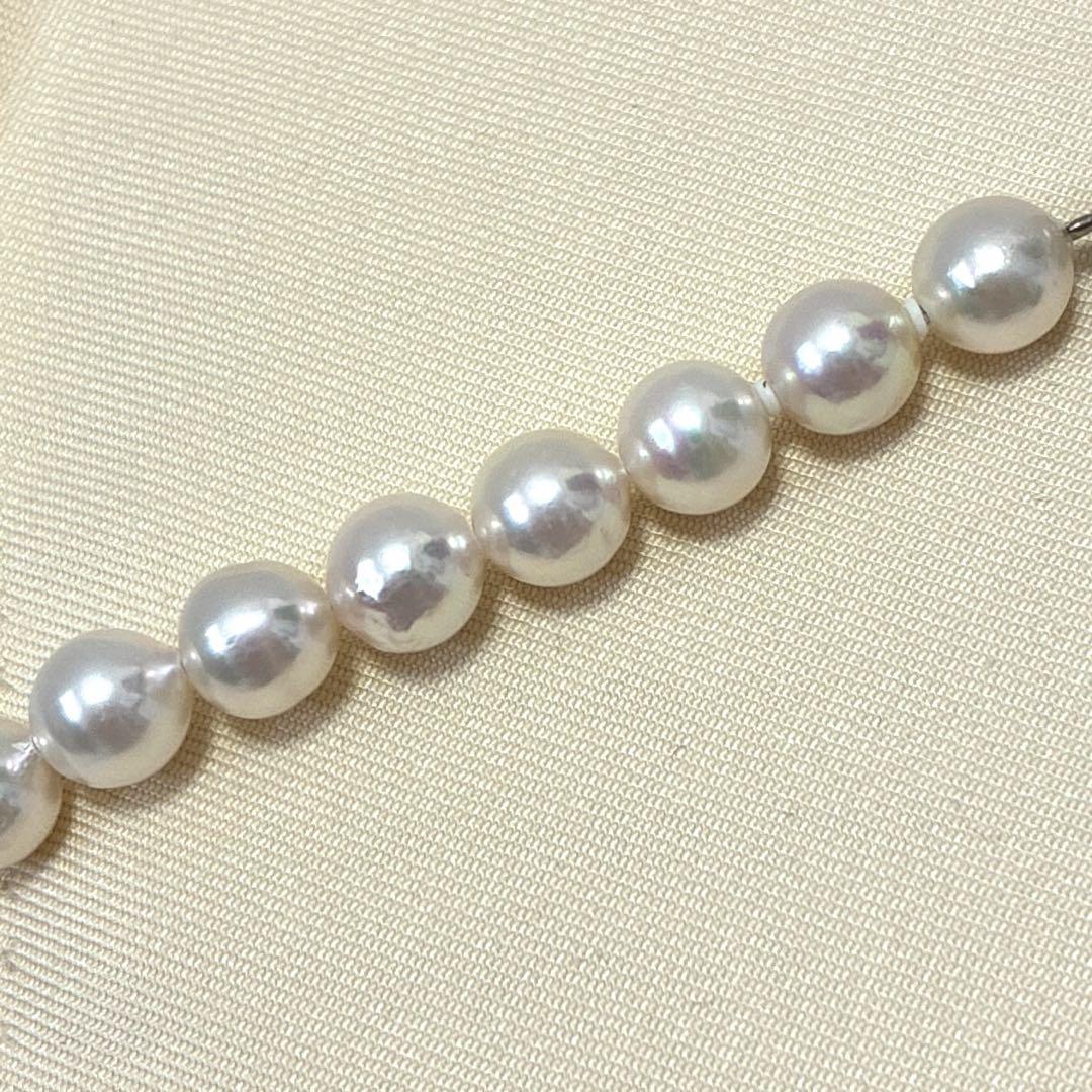 パールネックレス 真珠 36.0g シルバー刻印 7.4〜7.5㎜ 花留め具