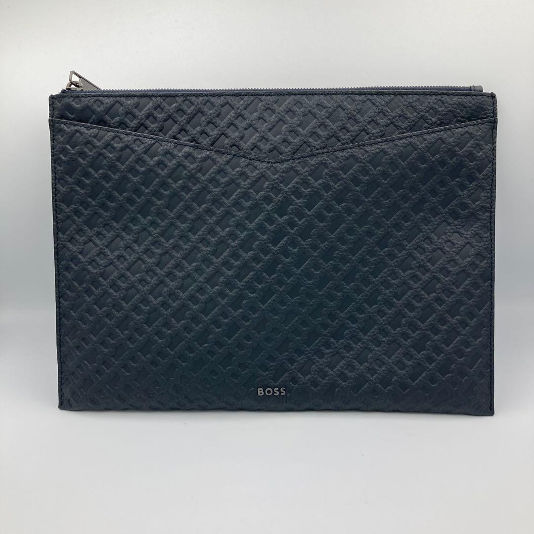 【5566】HUGOBOSS ヒューゴボス　クラッチバッグ　総柄ロゴ