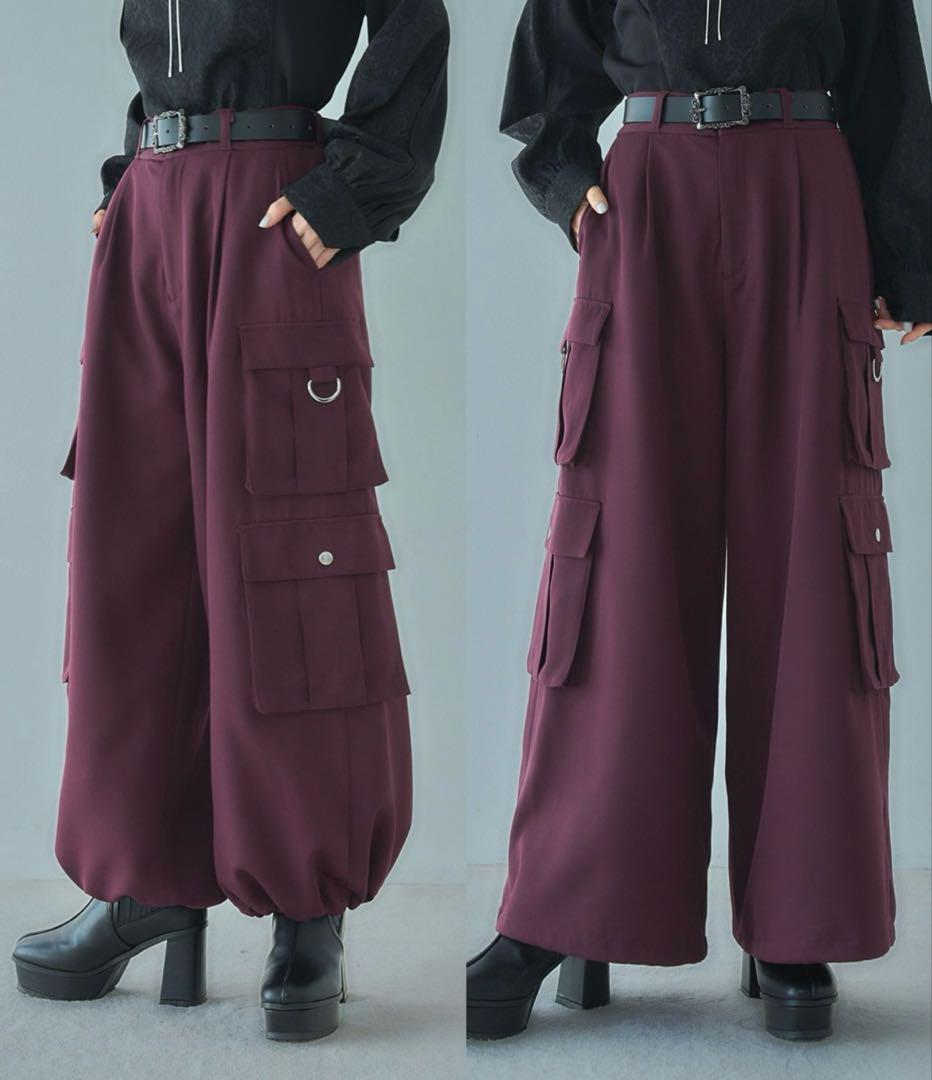 HARE アソート2WAYワイドカーゴパンツ レッド