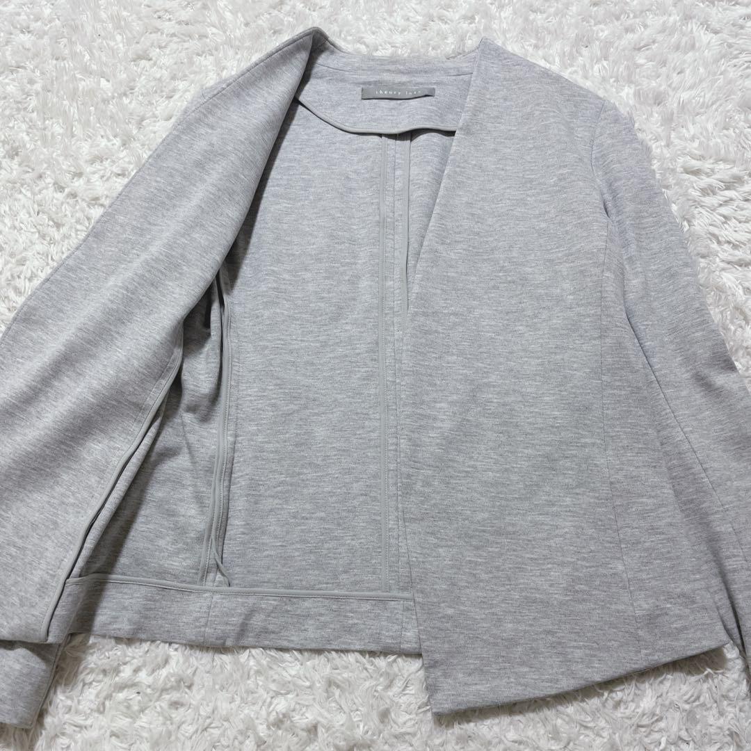 美品✨セオリーリュクス ストレッチ カラーレスジャケット　ノーカラー　グレー　M