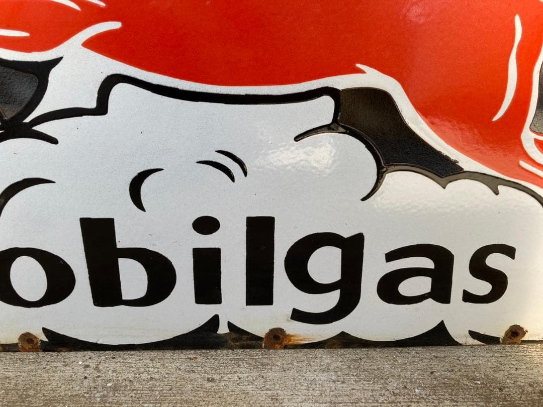 ビンテージ 大型 看板 モービル Mobil 幅76cm ホーロー看板 ガレージ ビンテージ 大型 看板 モービル Mobil 幅76cm ホーロー看板 ガレージ