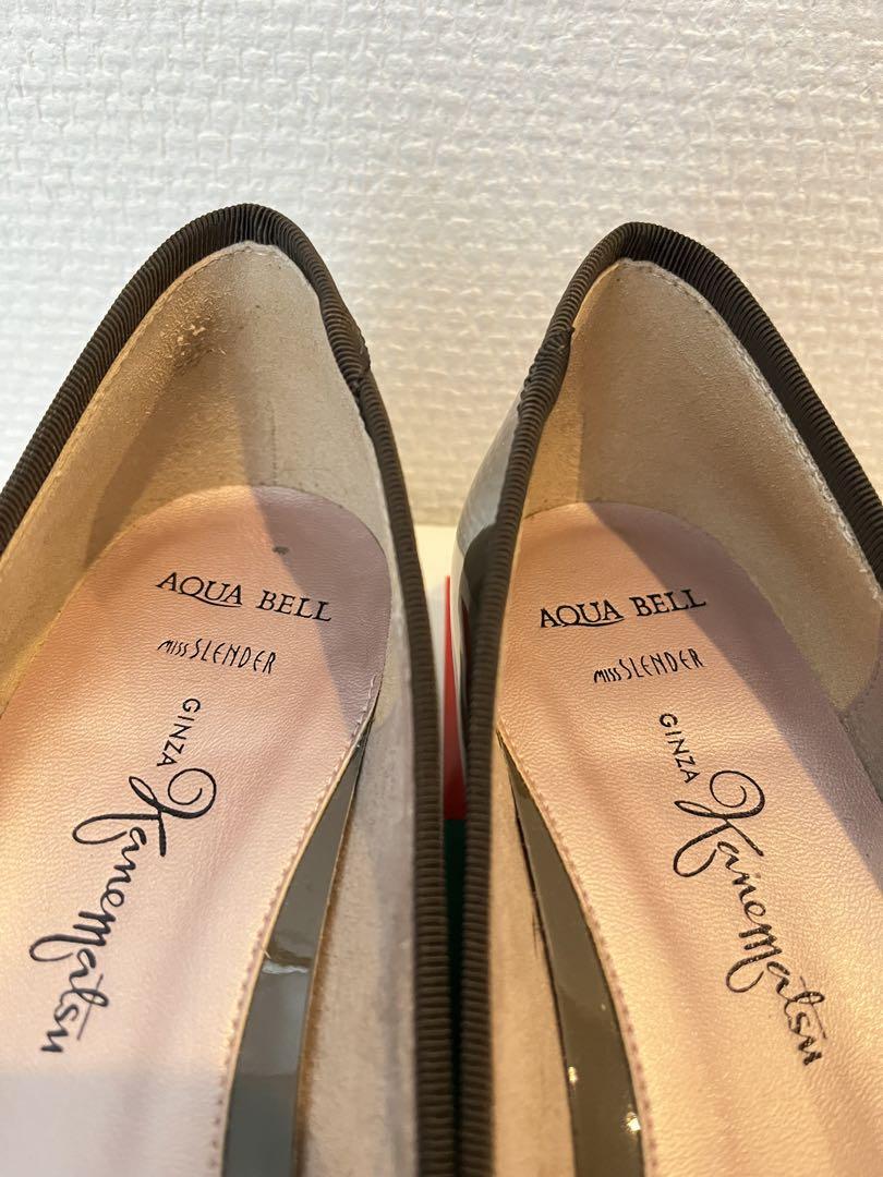 銀座かねまつ　AQUA BELL エナメルパンプス　フラットシューズ