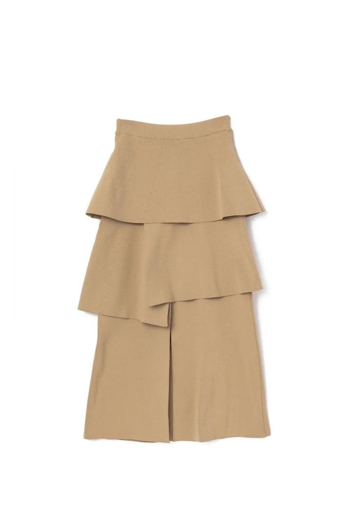 pinue ピヌエ　ニットティアードスカート　BEIGE
