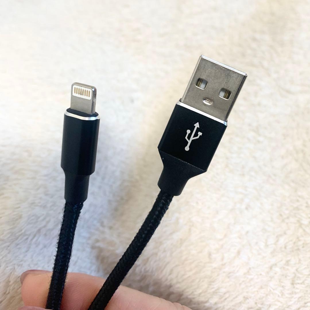★iPhone to USB ケーブル USB＋ライトニング ブラック黒 1m②