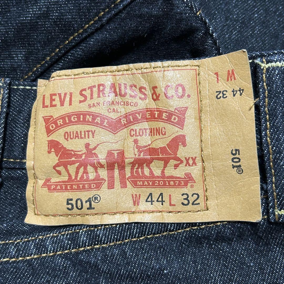 リーバイス501ブラックデニムパンツ黒ロゴワイドGパンw44アメリカUS古着