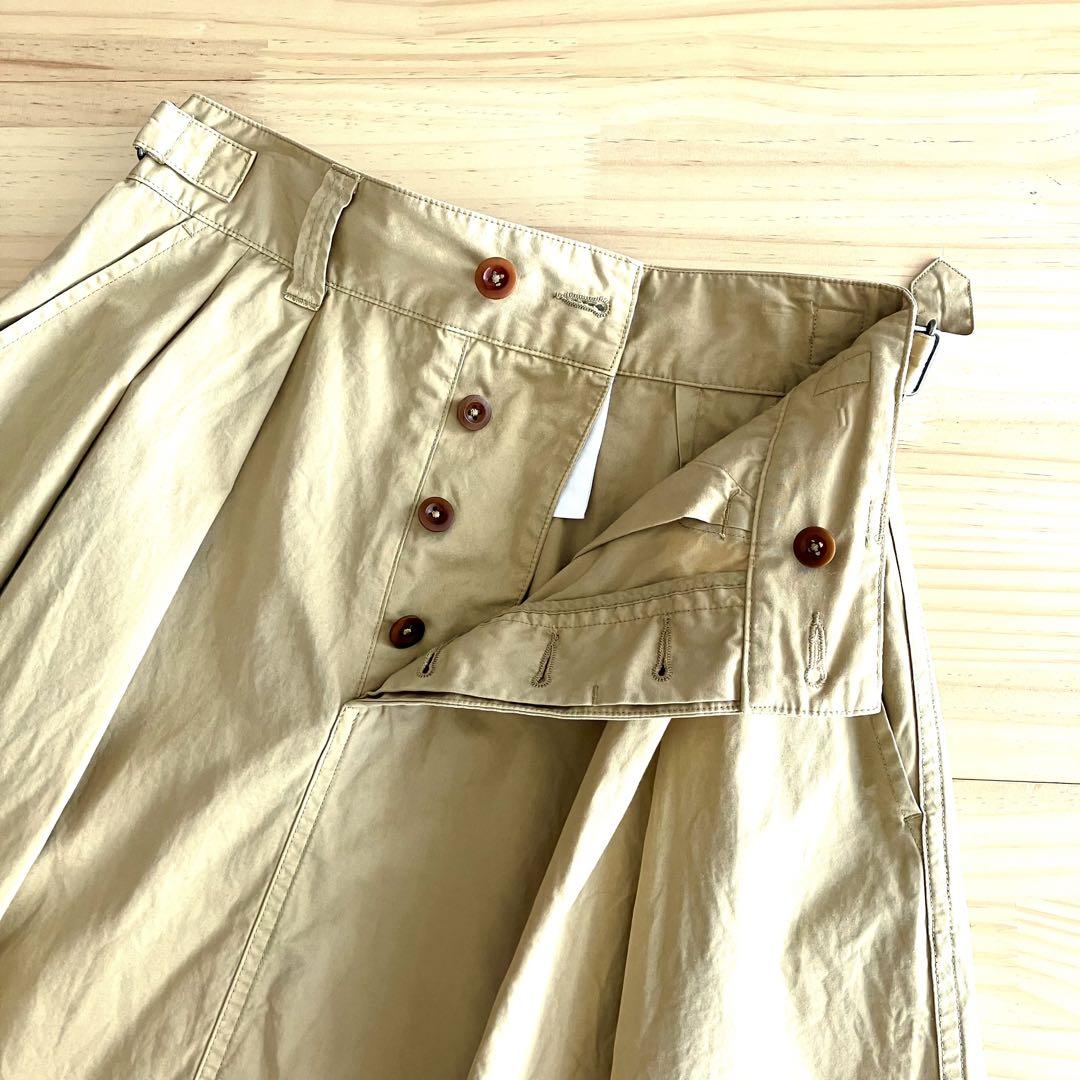 良品 MHL. コットンリネン ロング タック スカート サイズ1 良品 MHL. コットンリネン ロング タック スカート サイズ1