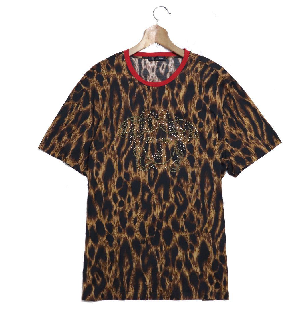 VERSACE ヴェルサーチ ヒョウ柄 スタッズ メデューサ Tシャツ XL VERSACE ヴェルサーチ ヒョウ柄 スタッズ メデューサ Tシャツ XL