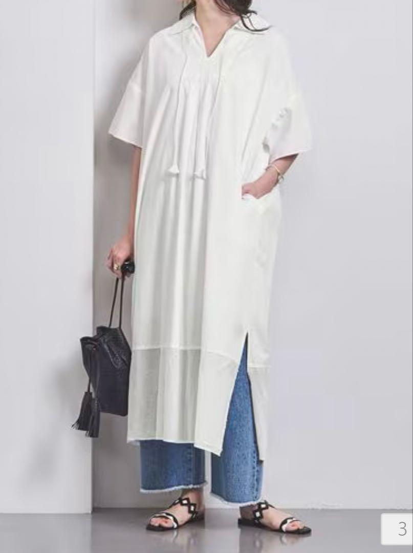 新品UNITED ARROWS オーガンジー コンビ カフタン ワンピース