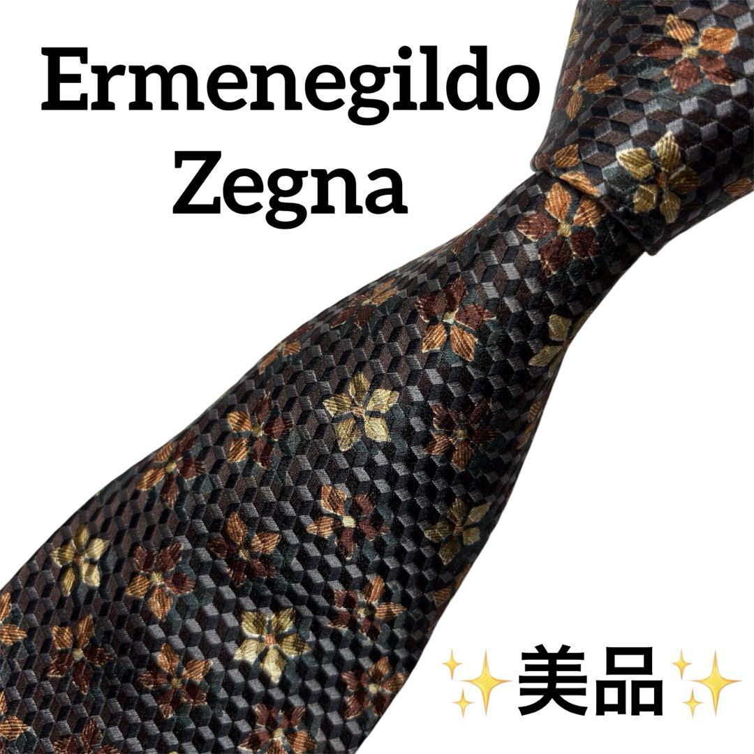 3218✨極美品✨エルメネジルドゼニア ネクタイ 総柄 ✨美品✨エルメネジルドゼニア ネクタイ 総柄 花 シルク100