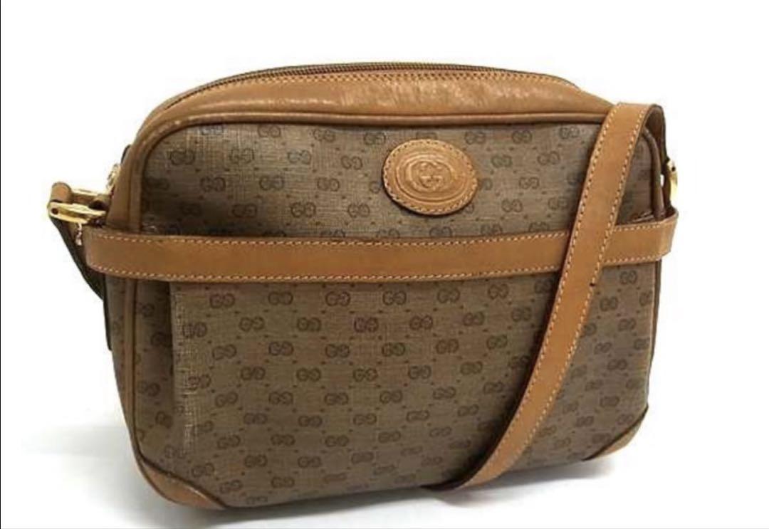 ⭐GUCCI⭐ショルダーバッグ　メッセンジャーバッグ　GG柄　ブラウン　レザー GUCCI ショルダーバッグ GG柄 キャンバス×レザー ブラウン