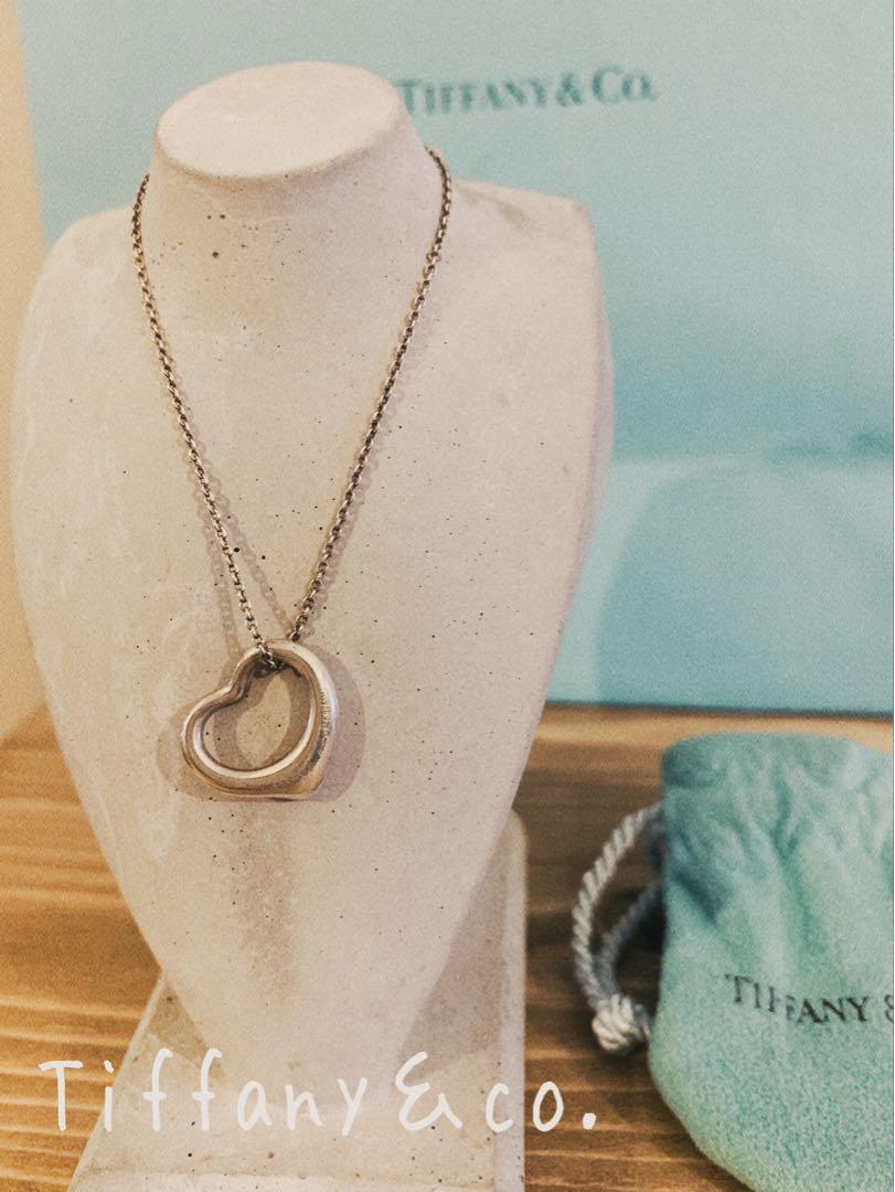 【正規品】Tiffany & Co. 刻印ありフロス付オープンハートネックレス 6,536円