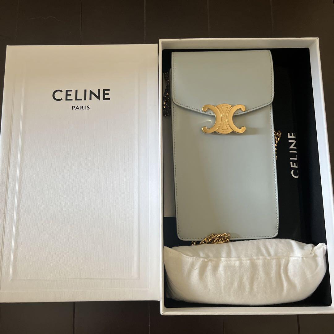 直営ラッピング対応!チェーン付き バーティカル モバイルポーチ CELINE チェーン付き バーティカル モバイルポーチ