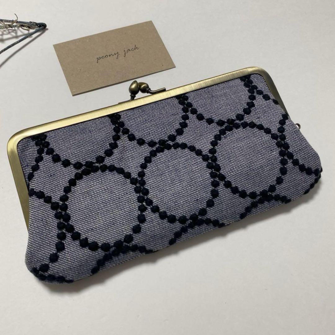 【期間限定！最安値挑戦】 完成品✨ 【横長仕切りがま口】tambourine ✨ミナ ネイビー 財布・ケース・小物入れ