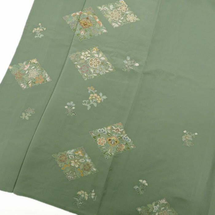 高品質特価 単衣 金駒刺繍入り 裏葉柳色 訪問着 A451-9 M 中古 wtapQ-m65729939916 最安値定番