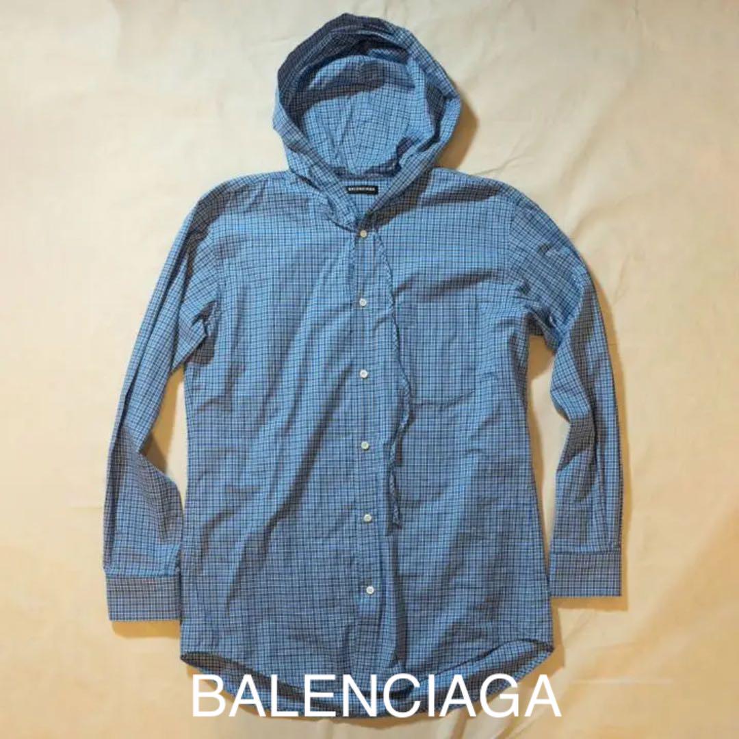 BALENCIAGA / ブルーチェック フードシャツ 【希少】