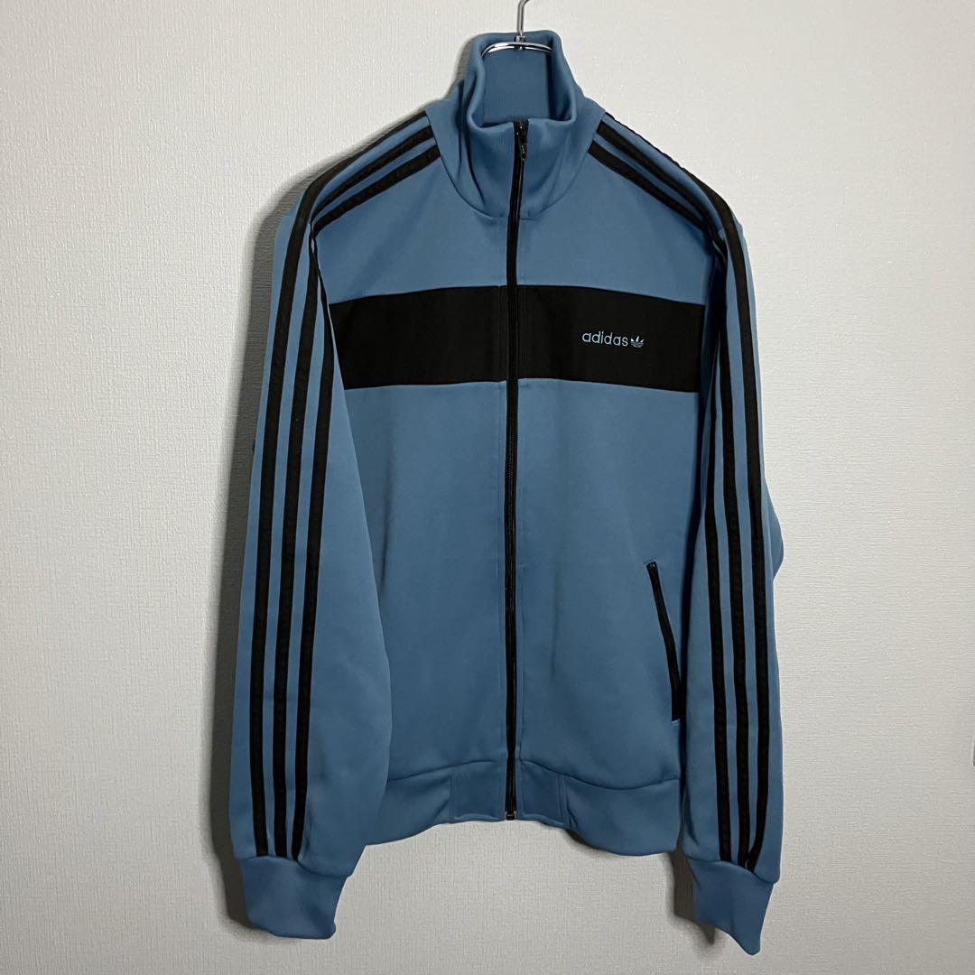 【あのちゃん着用】adidas 万国旗 トラックジャケット 水色 黒
