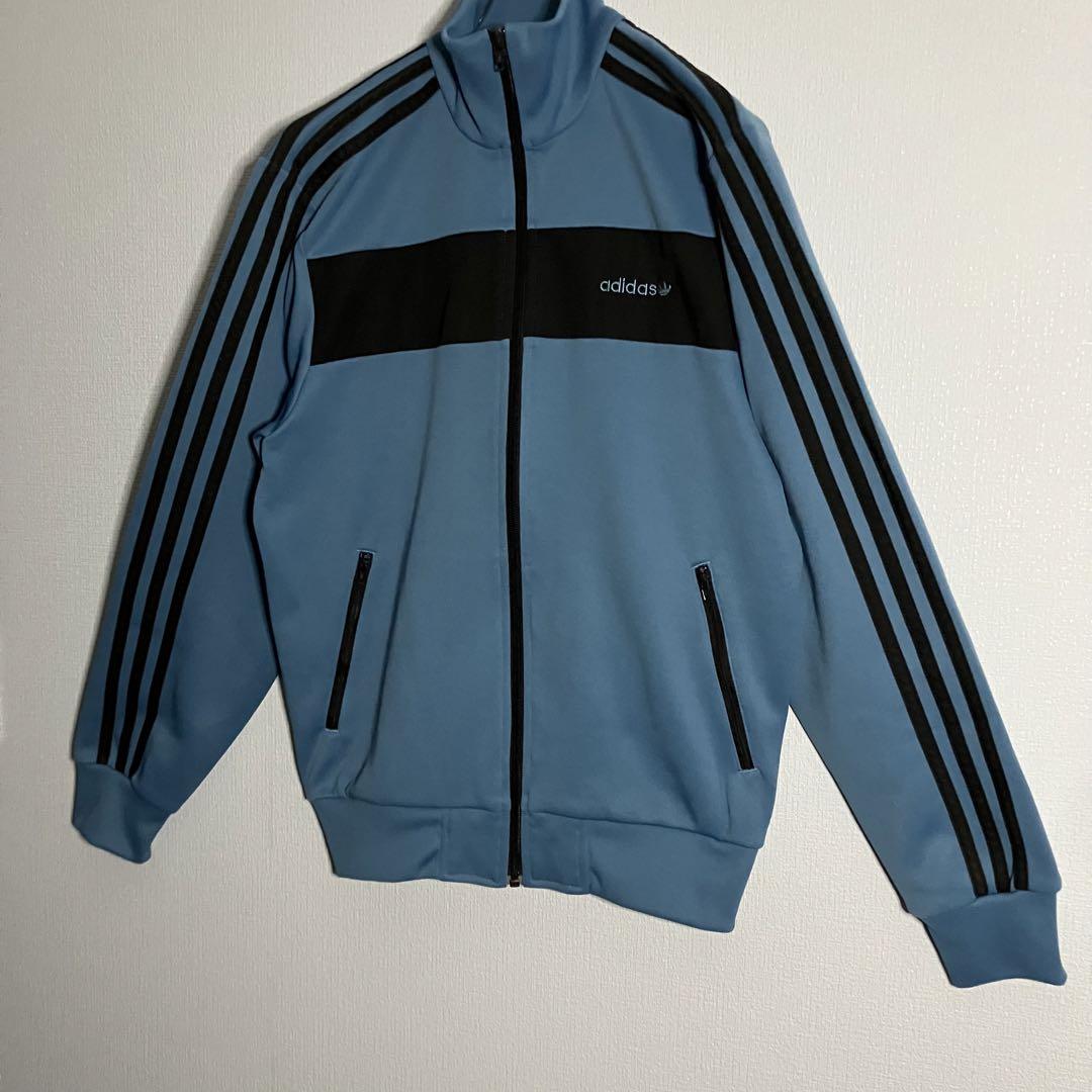 【あのちゃん着用】adidas 万国旗 トラックジャケット 水色 黒