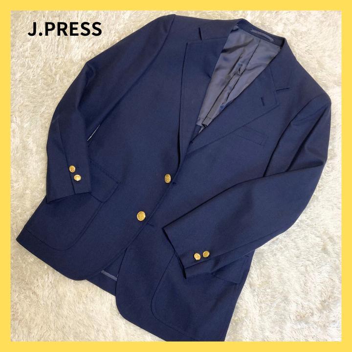 【美品】J.PRESS ジェイプレス 金ボタン紺ブレザー 3Bジャケットネイビージャケット・アウター