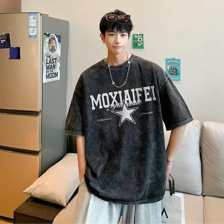 ウォッシュ加工 オーバーサイズTシャツ スター XL ヴィンテージ