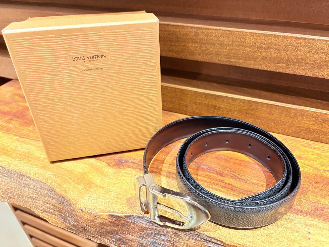 LOUIS VUITTON ブラックレザーベルト タイガ 正規店購入本物 美品