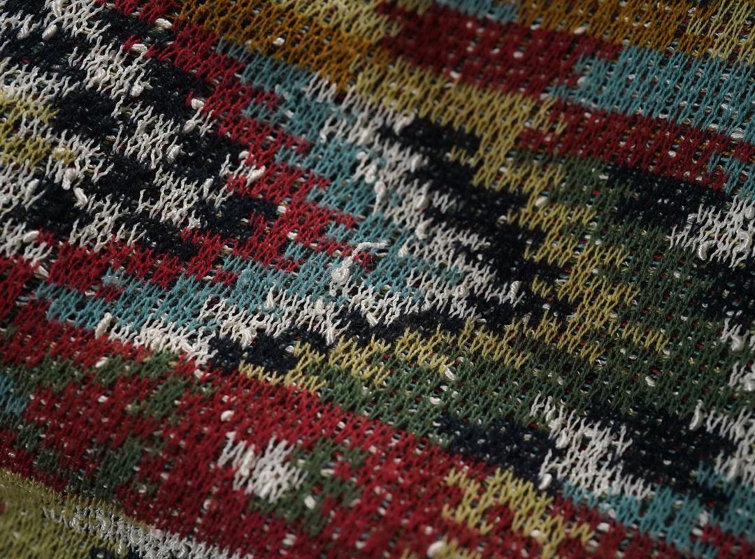 イタリア製 90s MISSONI Vネック 幾何学 サマー ニット 52
