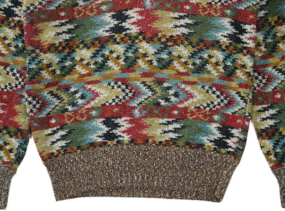 イタリア製 90s MISSONI Vネック 幾何学 サマー ニット 52