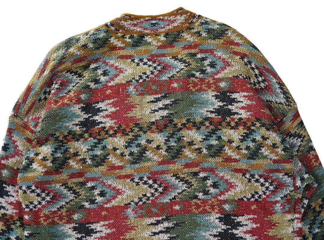 イタリア製 90s MISSONI Vネック 幾何学 サマー ニット 52