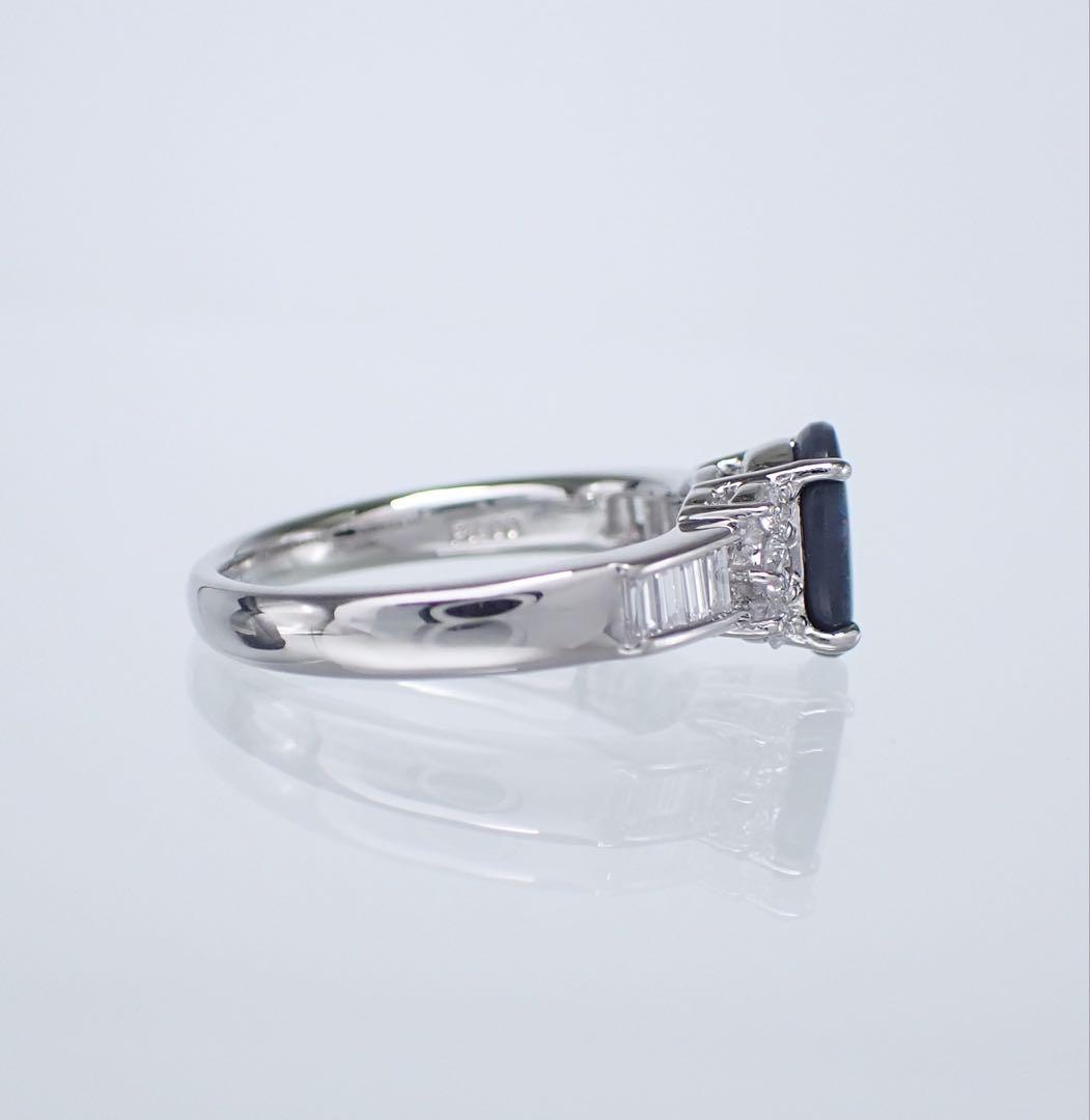 天然ブラックオパール0.60ct ダイヤモンド0.35ct Pt900 リング