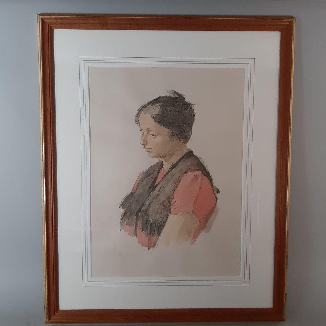 No4711額装 小磯良平 女性像 R.Koiso 人物画 版画 美術 送料無料