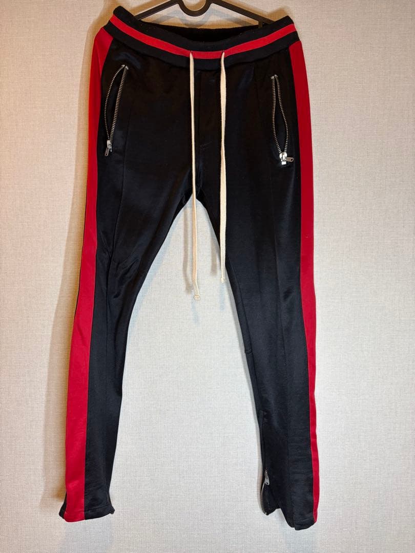 mnml サイドストライプ ジョガーパンツ XS 黒/赤