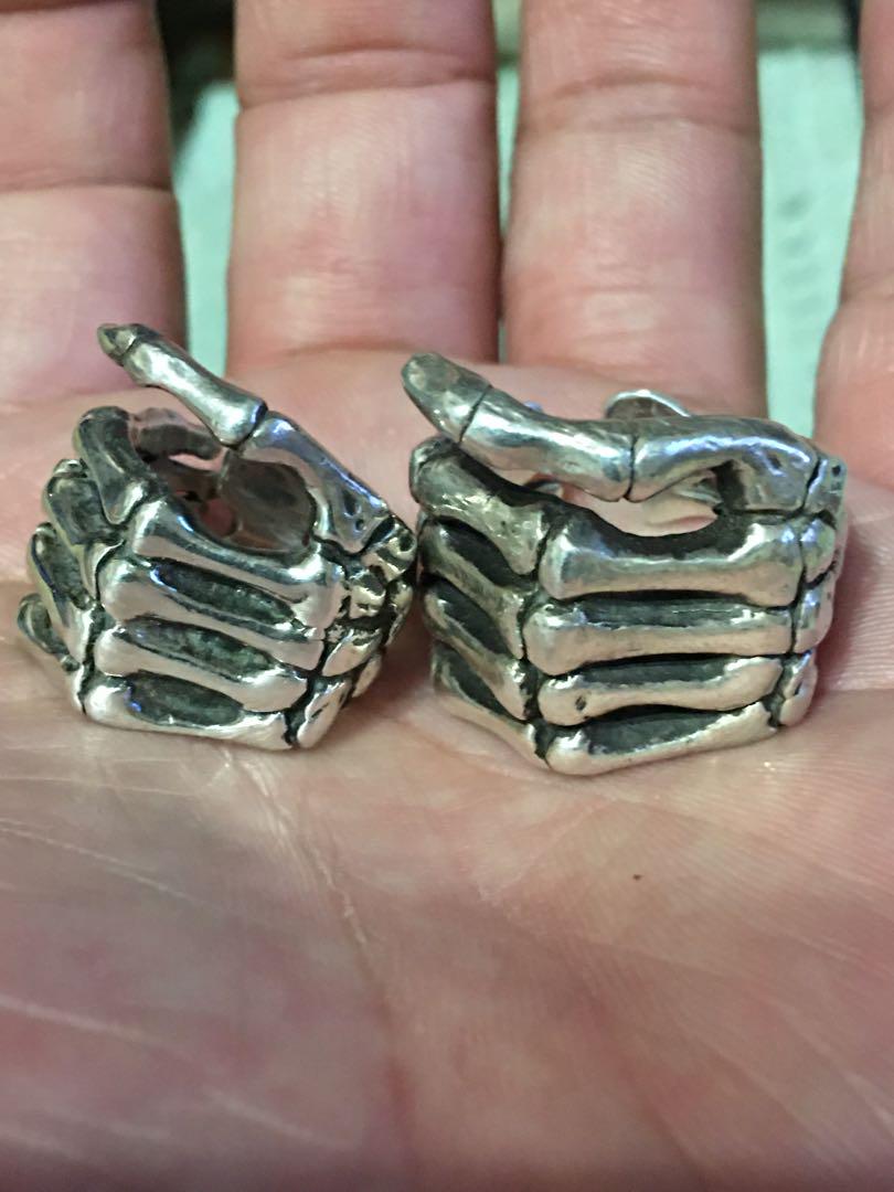 海外輸入 インボイス Dice製！ボーンハンドシルバーリング フリーサイズ アクセサリー