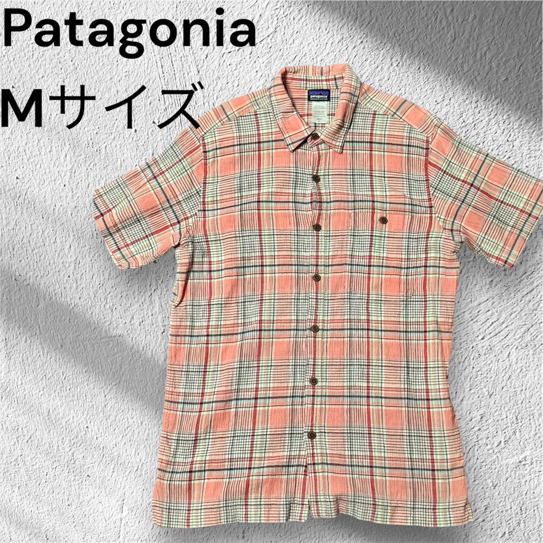 patagonia メンズ A/Cシャツ 半袖シャツ M ピンク系 チェック柄