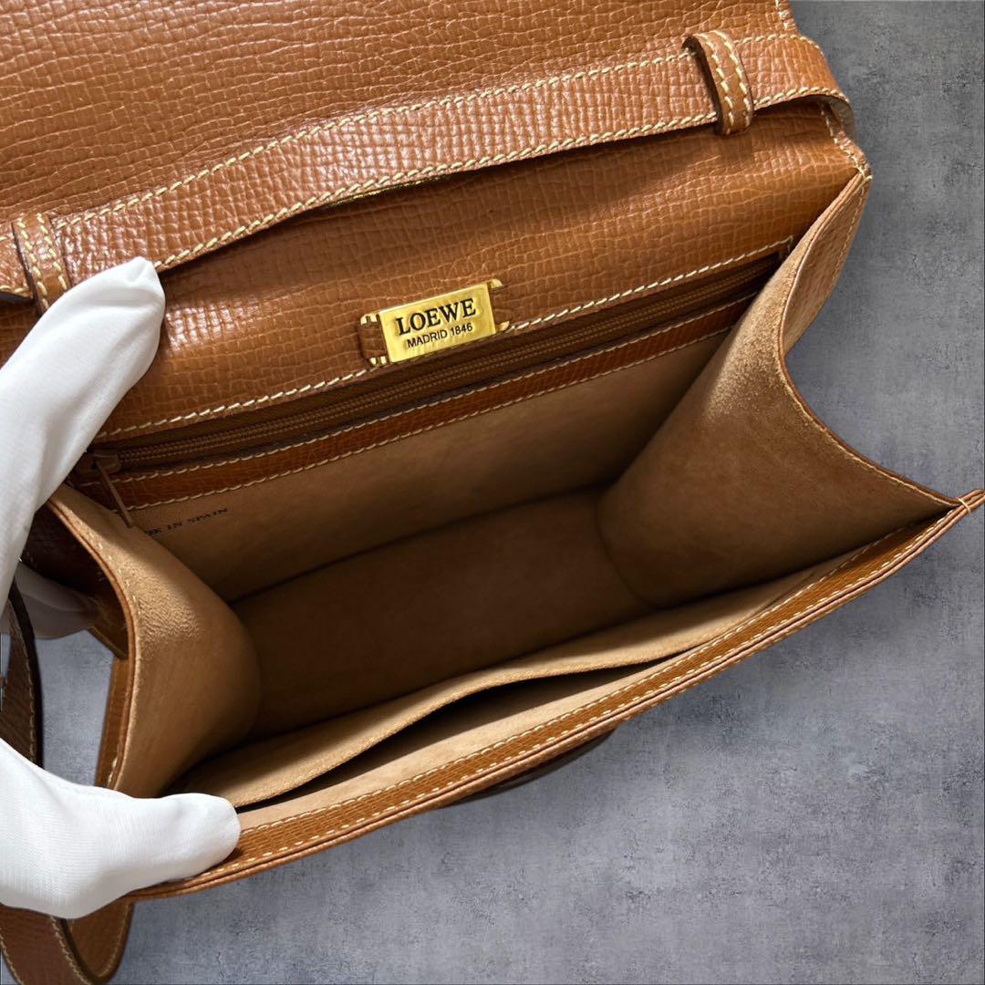 C432/袋付き LOEWE ロエベ ハンドバッグ ブラウン レザー