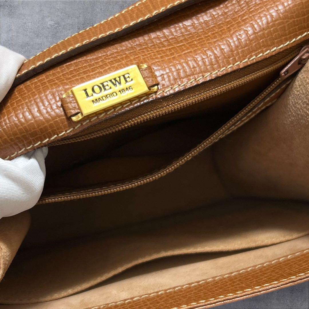 C432/袋付き LOEWE ロエベ ハンドバッグ ブラウン レザー