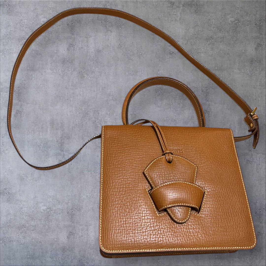 C432/袋付き LOEWE ロエベ ハンドバッグ ブラウン レザー