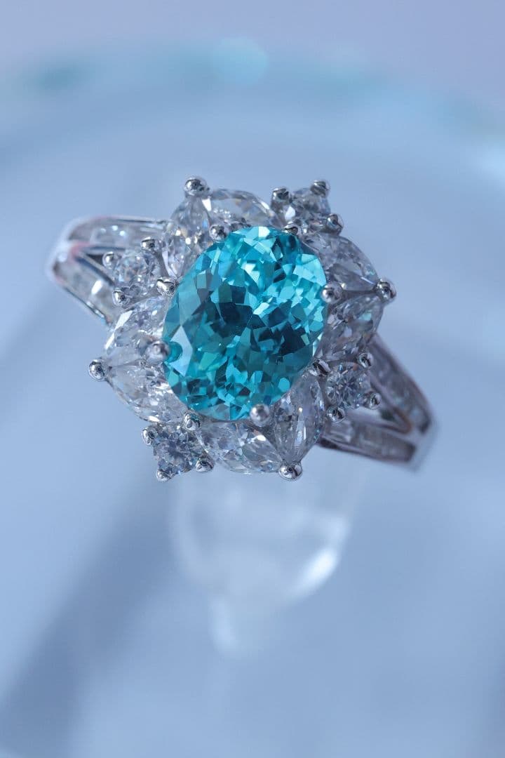 ロイヤルハイネス ラボグロウン パライバ YAG ネオンブルー シルバー リング