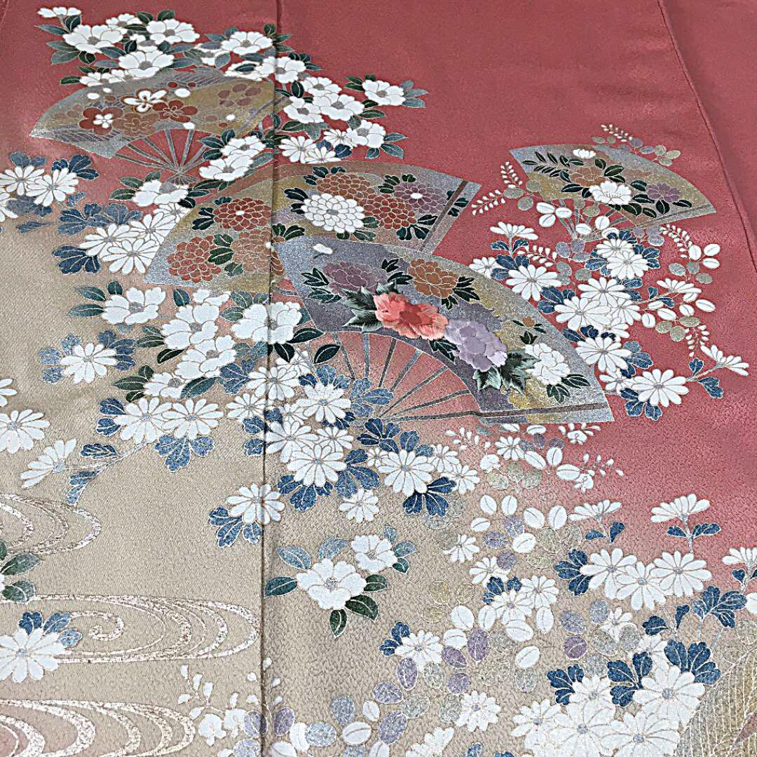 んでの 正絹 暈し染め 訪問着 袷 uU4rL-m65790403823 ✿金銀彩 刺繍 吉祥扇 となります