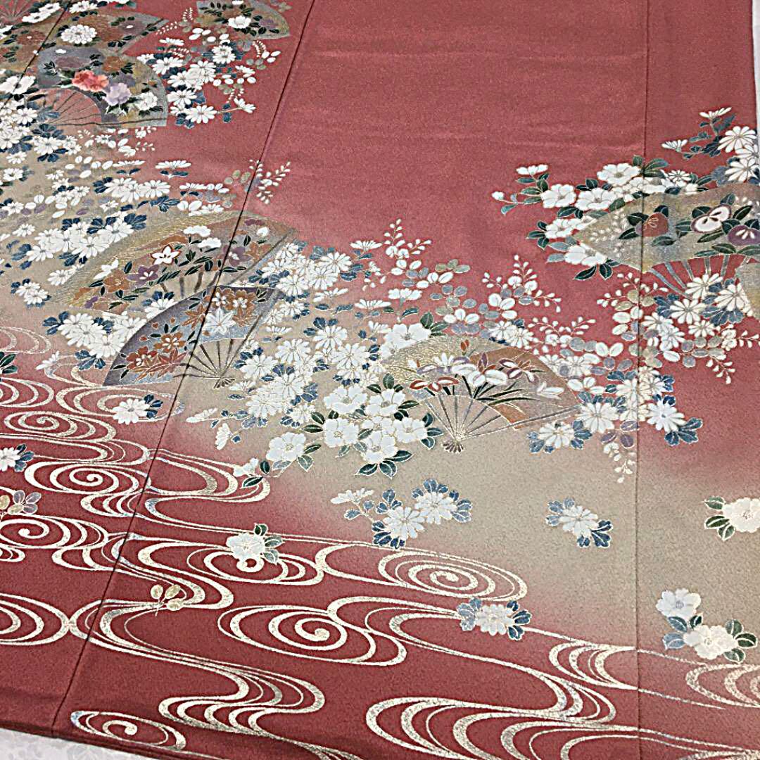 んでの 正絹 暈し染め 訪問着 袷 uU4rL-m65790403823 ✿金銀彩 刺繍 吉祥扇 となります
