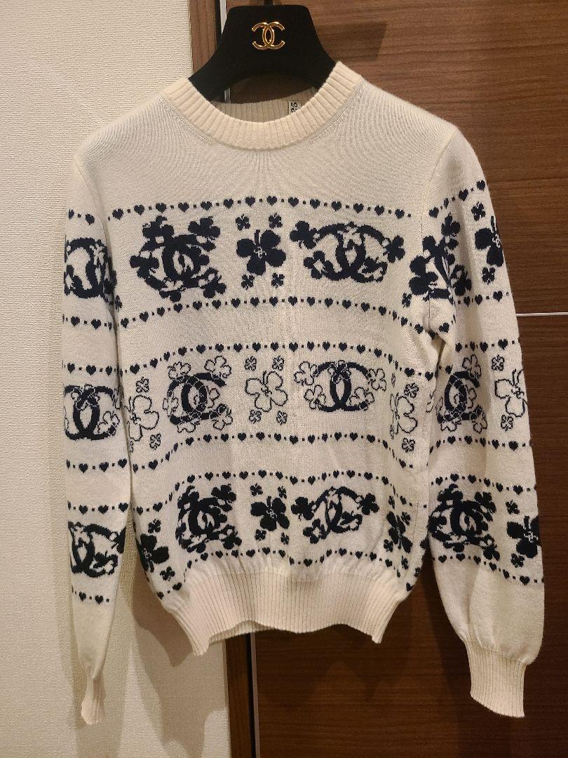 シャネル 長袖 ニット ココマーク カシミヤ ハート size34