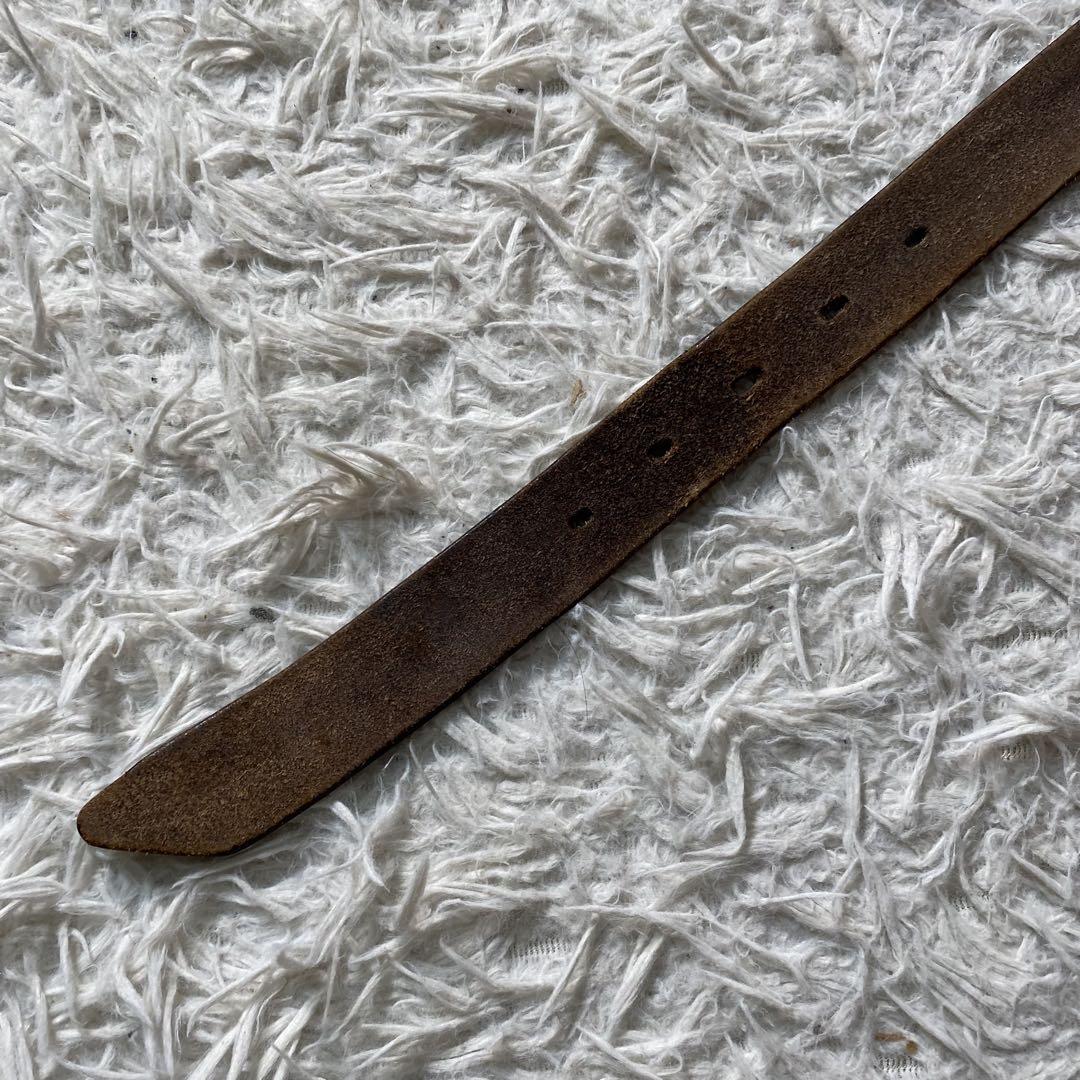 【美品】ダブルアールエル　ベルト　ヴィンテージ加工　ロゴ刻印　イタリア製　レザー