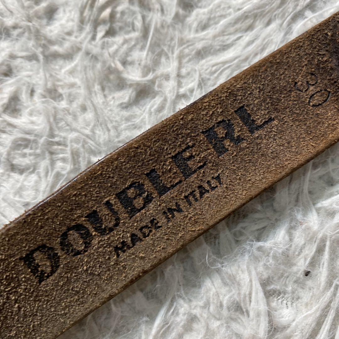 【美品】ダブルアールエル　ベルト　ヴィンテージ加工　ロゴ刻印　イタリア製　レザー
