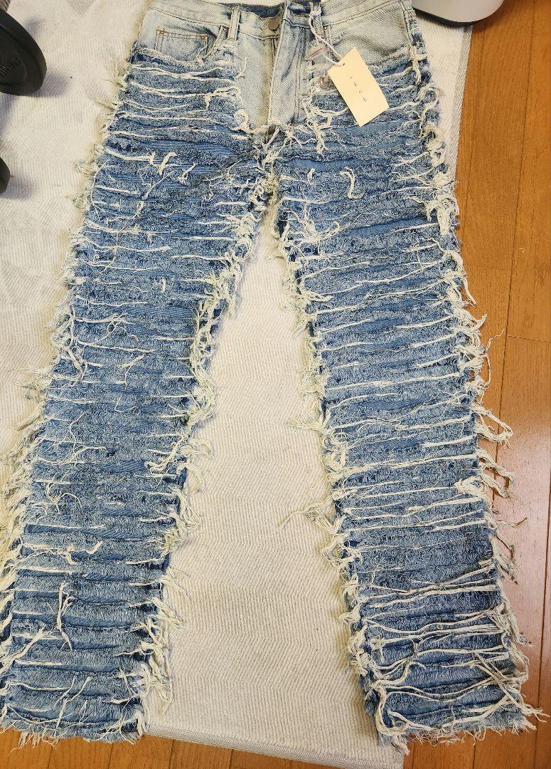 パンツ mnml biggy frayed denim