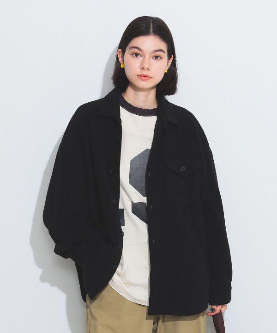 BEAMS BOY フリース シャツ ブルゾン　ブラック