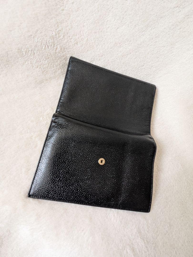 CHANEL ブラックレザー 三つ折り財布