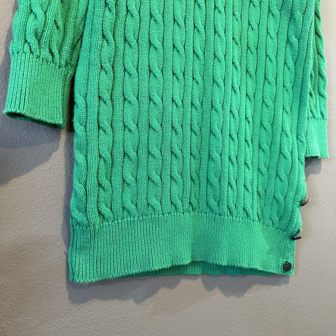 RALPH LAUREN マーク刺繍 ケーブルニット 綿 ロング ラルフローレン