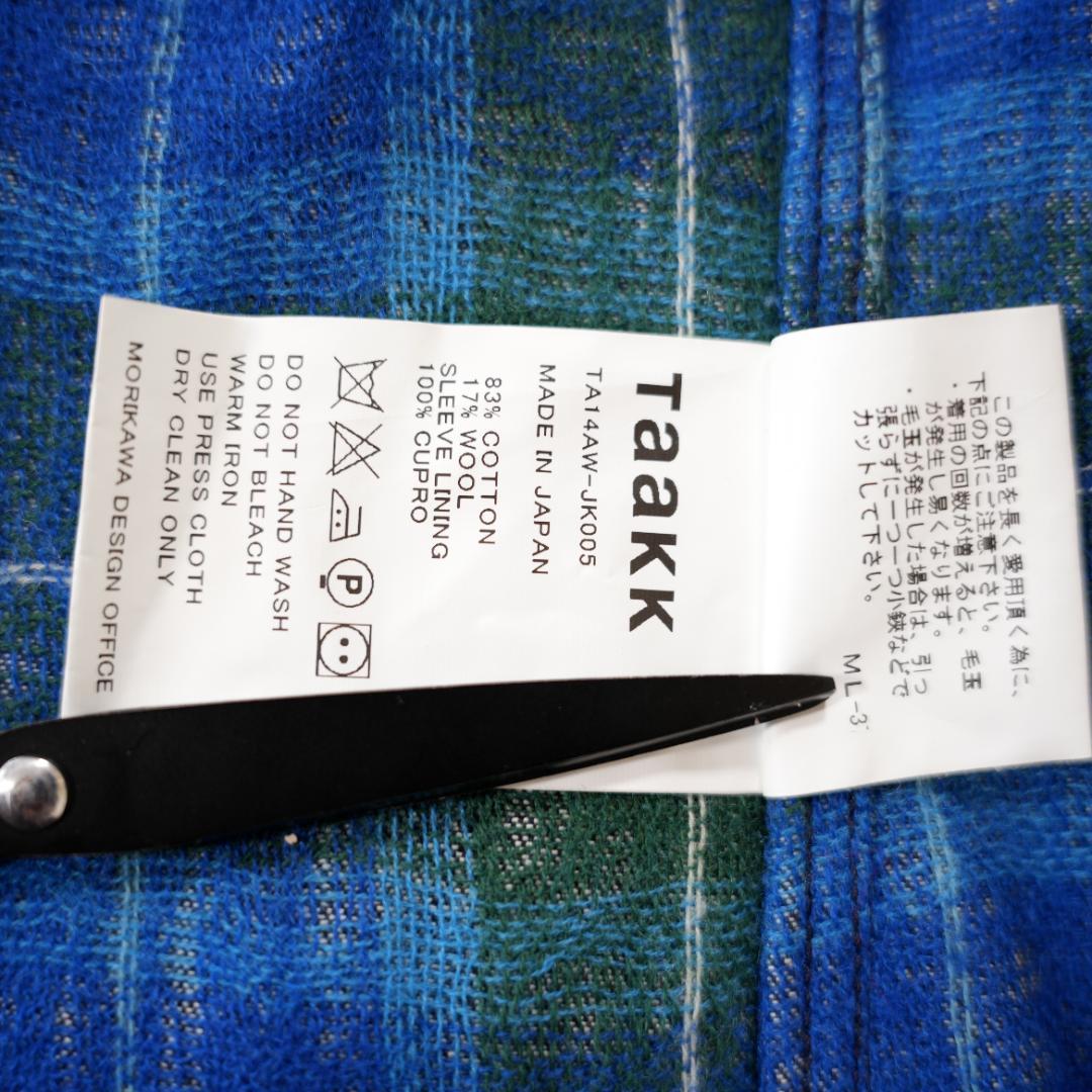 【極美品】TAAKK　ターク　デニム×チェック柄グラデーションカバーオール　M