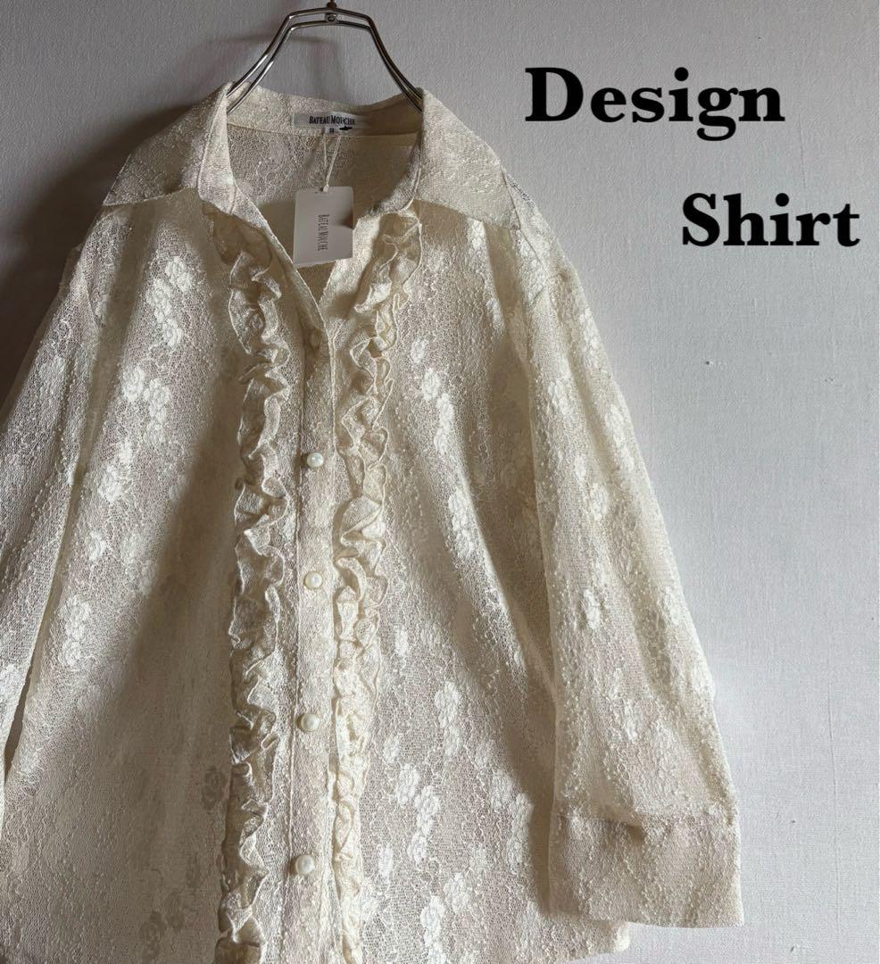 新品未使用　タグ付き　デッドストック　VINTAGE 　総レース　花柄ブラウス